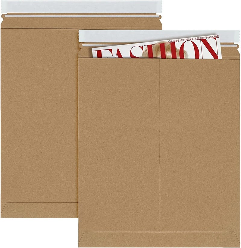 APQ Supply Natural Kraft Rigid Mailers, 12.75 x 15 Inches. Pack of 10 Paperboard Envelopes. Sturdy Stay Flat Mailers with Self-Seal Closure. Recyclable Hard Envelopes for Mailing. Stayflat Mailer - Image 1